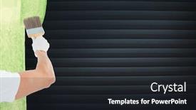  Presentation with brush - Slide deck featuring digital composite of hand with brush painting the blind background and a dark gray colored foreground