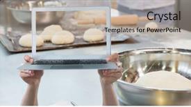  Presentation with holding hands - Audience pleasing presentation design consisting of digital composite of hands holding backdrop and a mint green colored foreground