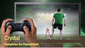  Presentation with gaming - Beautiful PPT theme featuring digital composite of hands holding backdrop and a tawny brown colored foreground