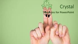  Presentation with faces - Presentation theme having digital composite of hands with patrick's day faces drawn on against green background background and a mint green colored foreground