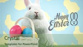  Presentation with easter basket - PPT theme consisting of digital composite of happy easter background and a seafoam green colored foreground