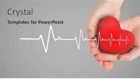  Presentation with heart beat - Audience pleasing slides consisting of digital composite of heart beat over hands holding heart backdrop and a light gray colored foreground