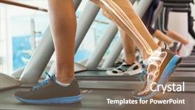  Presentation with treadmill - PPT theme enhanced with digital composite of highlighted bones background and a violet colored foreground