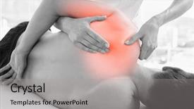  Presentation with physiotherapy - Audience pleasing slide deck consisting of digital composite of highlighted shoulder backdrop and a light gray colored foreground