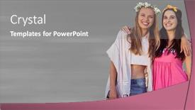  Presentation with hippie - Cool new presentation with digital composite of hippie women against blurry grey background backdrop and a gray colored foreground