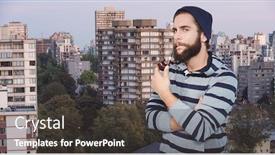  Presentation with pipe - PPT theme consisting of digital composite of hipster smoking pipe in city background and a dark gray colored foreground