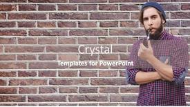  Presentation with pipe - Presentation theme enhanced with digital composite of hipster smoking pipe against brick wall background and a gray colored foreground