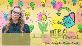  Presentation with light bulbs - Amazing presentation having digital composite of hipster woman with colorful idea light bulbs graphics backdrop and a yellow colored foreground