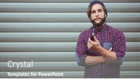  Presentation with pipe - Amazing slide set having digital composite of hipsters holding smoking pipe against wall backdrop and a gray colored foreground
