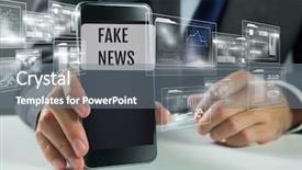  Presentation with fake news - Amazing slide deck having phone with fake news text backdrop and a gray colored foreground