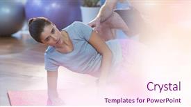  Presentation with guide dog helping blind woman - Beautiful slide deck featuring digital composite of instructor guiding backdrop and a  colored foreground