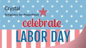  Presentation with labor - Colorful presentation design enhanced with digital composite of labor day backdrop and a light blue colored foreground