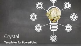  Presentation with connections - Slides featuring digital composite of light bulb with crumpled paper ball and connections background and a dark gray colored foreground