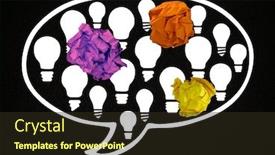  Presentation with chat - Colorful PPT theme enhanced with digital composite of light bulb chat bubble with crumpled paper balls backdrop and a wine colored foreground