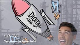  Presentation with digital claims - Colorful slides enhanced with digital composite of man looking backdrop and a gray colored foreground