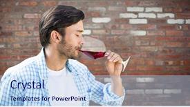  Presentation with wine tasting - Cool new presentation theme with digital composite of man tasting backdrop and a sky blue colored foreground