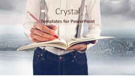  Presentation with digital book - Slide deck having digital composite of midsection of hipster writing in book background and a lemonade colored foreground