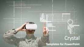 Presentation with military green - Theme featuring digital composite of military man background and a gray colored foreground