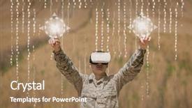  Presentation with military - Slide set consisting of digital composite of military man background and a coral colored foreground