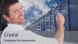  Presentation with client server model - Slides enhanced with digital composite of model drawing background and a light gray colored foreground