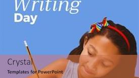  Presentation with digital-book - PPT theme with digital-composite-of-national-writing background and a red colored foreground