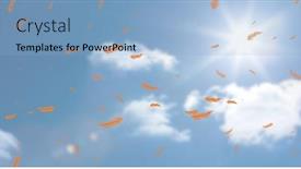  Presentation with sky sun - Presentation design with digital-composite-of-orange-feathers background and a light blue colored foreground