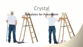  Presentation with composite - PPT theme having digital-composite-of-painter background and a cream colored foreground