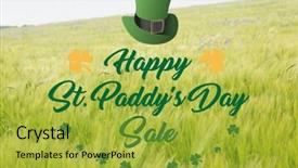  Presentation with graphic - Presentation theme with digital composite of patrick's day graphic against grass background and a yellow colored foreground