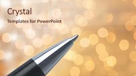  Presentation with digital pen - Cool new presentation theme with digital composite of pen tip against sparkles glow lights backdrop and a lemonade colored foreground