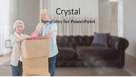  Presentation with new home - PPT layouts enhanced with digital composite of people moving background and a light gray colored foreground