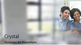  Presentation with agreement signing - Colorful PPT theme enhanced with digital composite of people signing backdrop and a light gray colored foreground