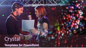  Presentation with concert - Amazing PPT theme having displaying colorful music - digital composite of people backdrop and a wine colored foreground