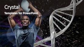 Presentation with black dna - PPT theme featuring digital composite of rugby player background and a dark gray colored foreground
