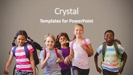  Presentation with kids - Colorful presentation theme enhanced with digital composite of running kids backdrop and a  colored foreground