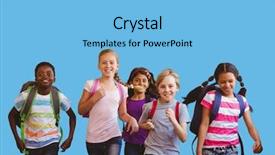  Presentation with autobiography kids - Colorful presentation design enhanced with digital composite of running kids backdrop and a  colored foreground