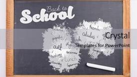  Presentation with back school - Presentation theme featuring digital composite of school subjects background and a light gray colored foreground