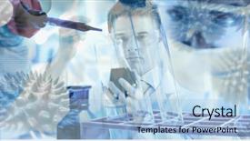  Presentation with test tube laboratory - Colorful PPT theme enhanced with digital composite of science composition backdrop and a light blue colored foreground