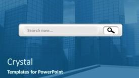  Presentation with city buildings - Slides enhanced with digital composite of search bar with blue city buildings background background and a ocean colored foreground