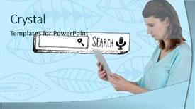  Presentation with search - Amazing PPT layouts having digital composite of search bar backdrop and a cool aqua colored foreground