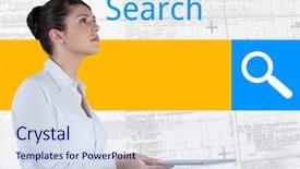  Presentation with search button searching information online - Beautiful theme featuring digital composite of search bar backdrop and a sky blue colored foreground