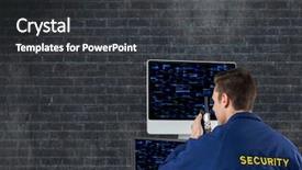  Presentation with security guard - Beautiful PPT layouts featuring digital composite of security guard backdrop and a dark gray colored foreground