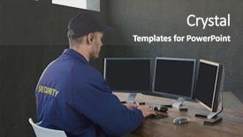  Presentation with security guard - Presentation theme consisting of digital composite of security guard background and a dark gray colored foreground