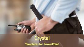  Presentation with walkie talkie - PPT theme enhanced with digital composite of security guard background and a tawny brown colored foreground