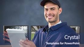  Presentation with security guard - Beautiful slide set featuring digital composite of security guard backdrop and a ocean colored foreground