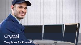  Presentation with security guard - Colorful slide set enhanced with digital composite of security guard backdrop and a navy blue colored foreground