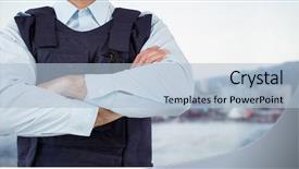  Presentation with security guard - Beautiful PPT theme featuring digital composite of security guard backdrop and a light blue colored foreground