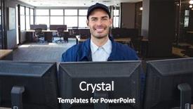  Presentation with security guard - Beautiful PPT theme featuring digital composite of security guard backdrop and a  colored foreground