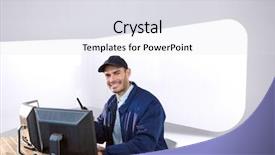  Presentation with security guard - Cool new PPT theme with digital composite of security guard backdrop and a light gray colored foreground