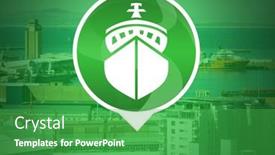  Presentation with dock - PPT theme having digital composite of ship icon background and a shamrock green colored foreground