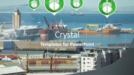  Presentation with dock - Audience pleasing theme consisting of digital composite of ship icons in port harbor dock backdrop and a seafoam green colored foreground